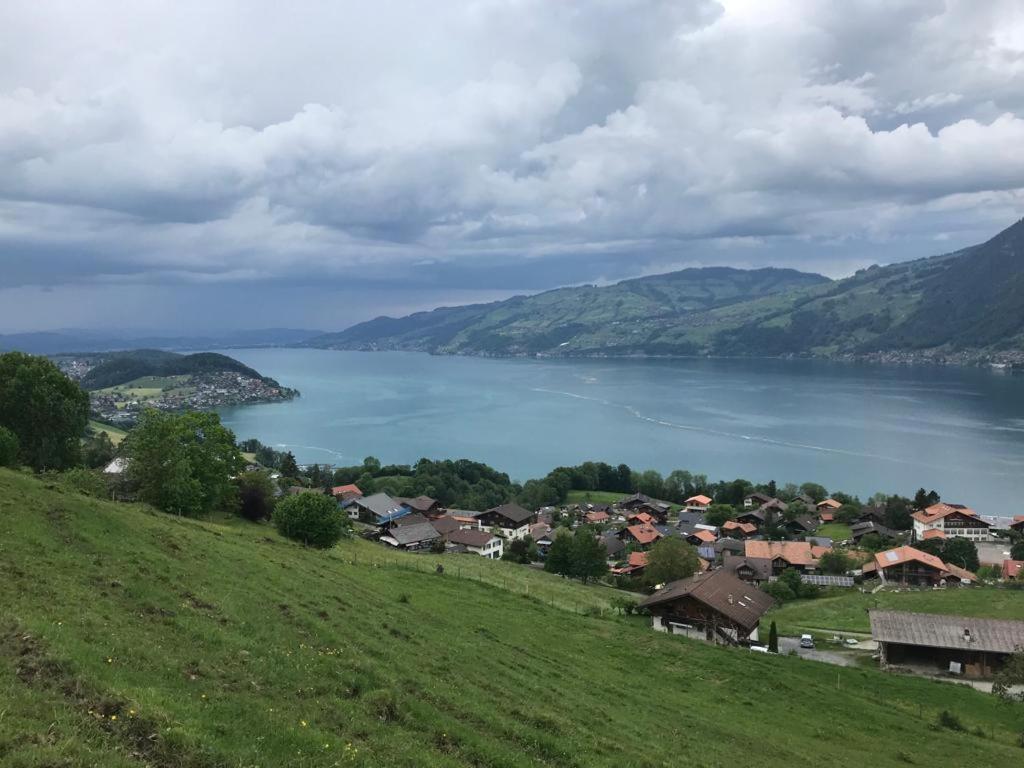 Moderne Unterkunft Mit Panoramablick Auf Thunersee Krattigen Esterno foto